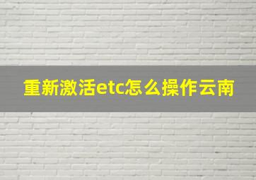 重新激活etc怎么操作云南