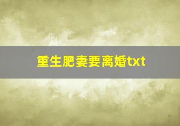 重生肥妻要离婚txt