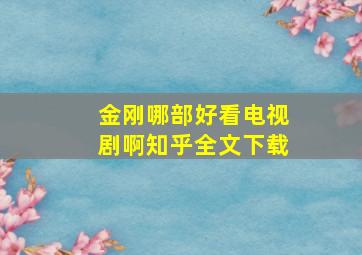 金刚哪部好看电视剧啊知乎全文下载