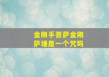 金刚手菩萨金刚萨埵是一个咒吗