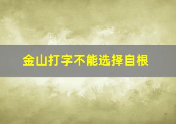 金山打字不能选择自根