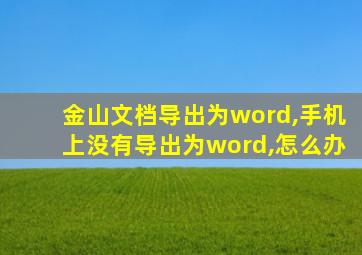 金山文档导出为word,手机上没有导出为word,怎么办