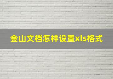 金山文档怎样设置xls格式