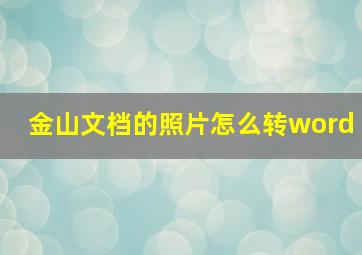 金山文档的照片怎么转word