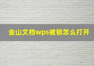 金山文档wps被锁怎么打开