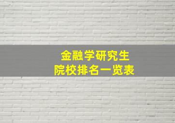 金融学研究生院校排名一览表