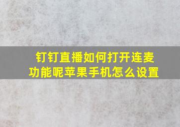 钉钉直播如何打开连麦功能呢苹果手机怎么设置