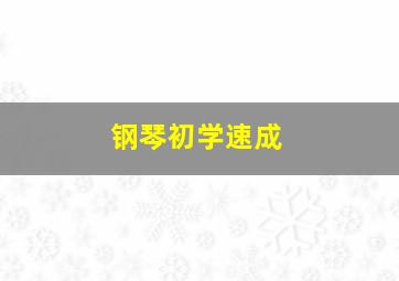 钢琴初学速成