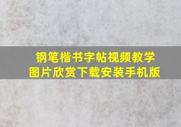 钢笔楷书字帖视频教学图片欣赏下载安装手机版