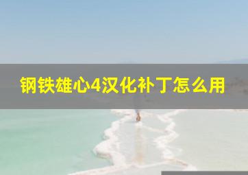 钢铁雄心4汉化补丁怎么用