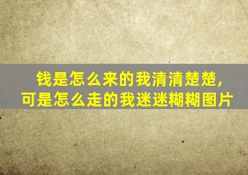 钱是怎么来的我清清楚楚,可是怎么走的我迷迷糊糊图片