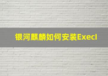 银河麒麟如何安装ExecI