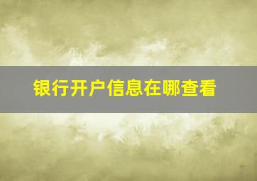 银行开户信息在哪查看