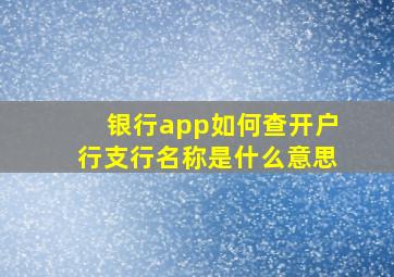 银行app如何查开户行支行名称是什么意思