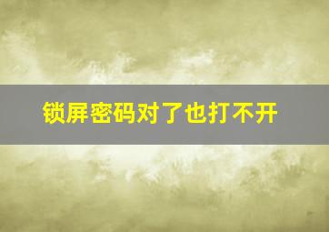 锁屏密码对了也打不开