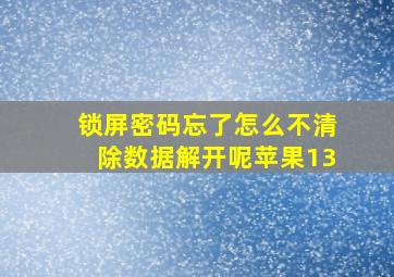 锁屏密码忘了怎么不清除数据解开呢苹果13