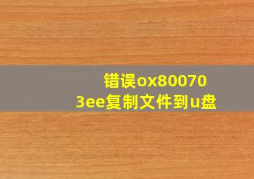 错误ox800703ee复制文件到u盘