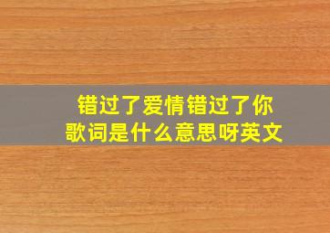 错过了爱情错过了你歌词是什么意思呀英文