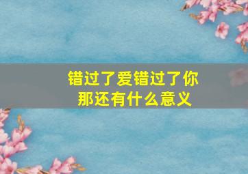 错过了爱错过了你 那还有什么意义