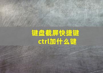 键盘截屏快捷键ctrl加什么键