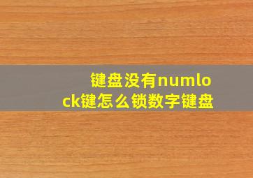 键盘没有numlock键怎么锁数字键盘