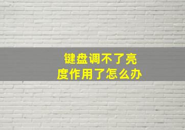 键盘调不了亮度作用了怎么办