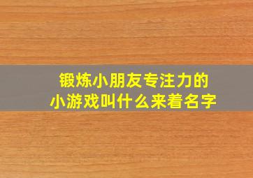 锻炼小朋友专注力的小游戏叫什么来着名字