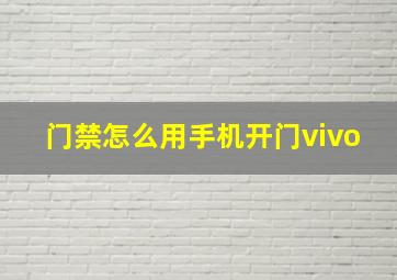 门禁怎么用手机开门vivo