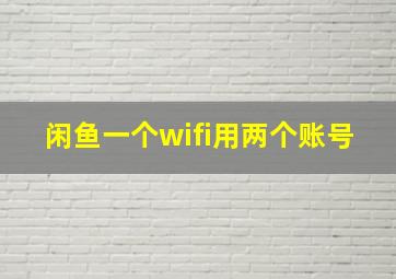 闲鱼一个wifi用两个账号