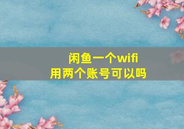 闲鱼一个wifi用两个账号可以吗