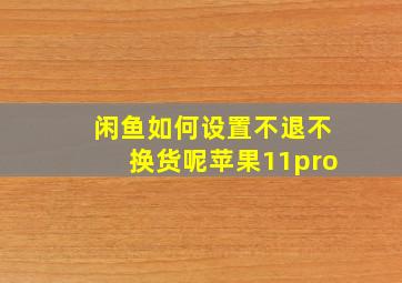 闲鱼如何设置不退不换货呢苹果11pro