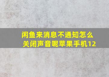 闲鱼来消息不通知怎么关闭声音呢苹果手机12