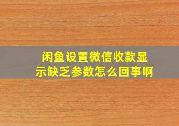 闲鱼设置微信收款显示缺乏参数怎么回事啊