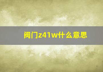 阀门z41w什么意思