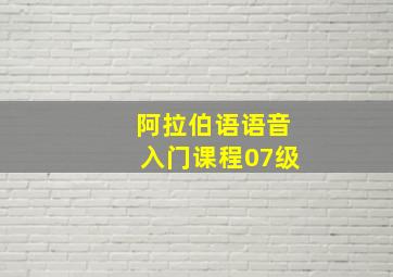 阿拉伯语语音入门课程07级