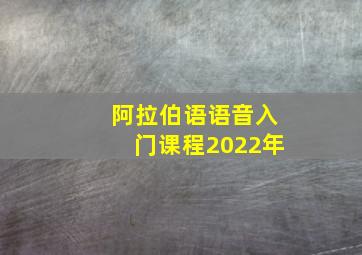 阿拉伯语语音入门课程2022年