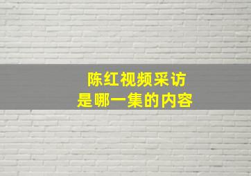 陈红视频采访是哪一集的内容