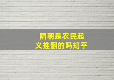 隋朝是农民起义推翻的吗知乎