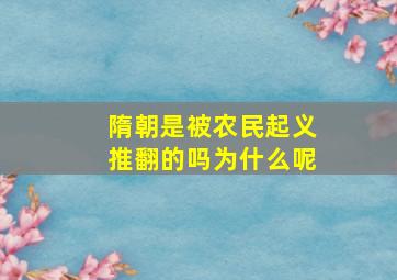 隋朝是被农民起义推翻的吗为什么呢