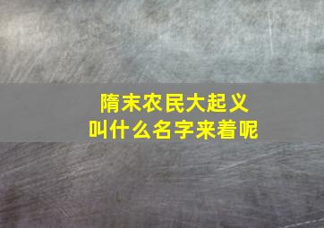 隋末农民大起义叫什么名字来着呢