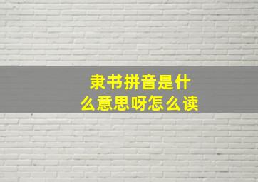 隶书拼音是什么意思呀怎么读