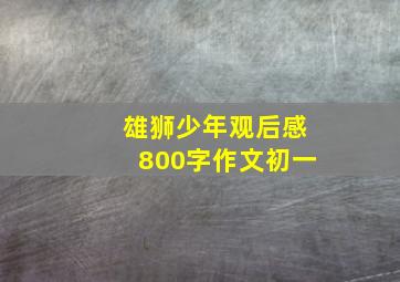 雄狮少年观后感800字作文初一