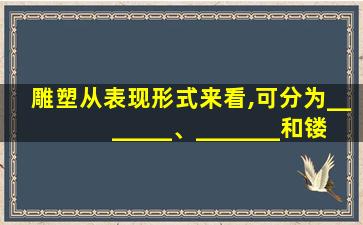 雕塑从表现形式来看,可分为_______、_______和镂空雕