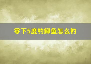 零下5度钓鲫鱼怎么钓