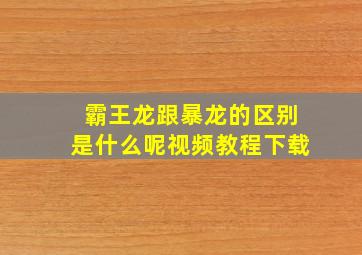 霸王龙跟暴龙的区别是什么呢视频教程下载