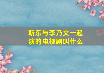 靳东与李乃文一起演的电视剧叫什么