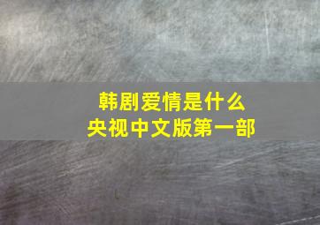 韩剧爱情是什么央视中文版第一部