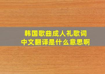 韩国歌曲成人礼歌词中文翻译是什么意思啊