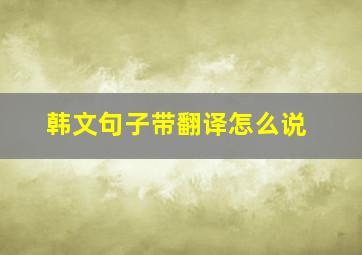 韩文句子带翻译怎么说