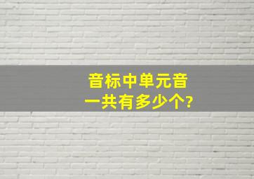 音标中单元音一共有多少个?